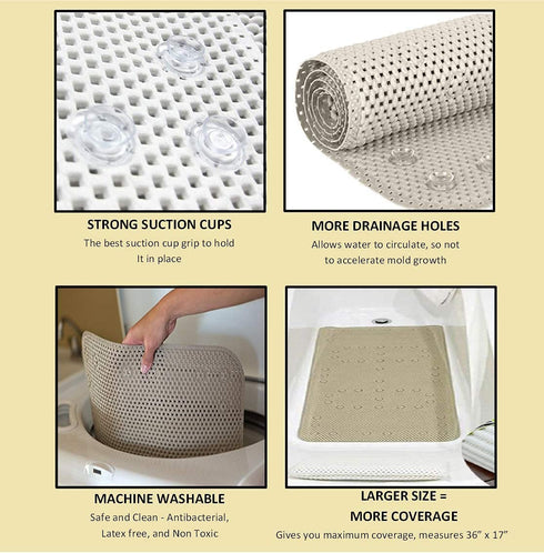 Deluxe Bathtub Mat Non Slip, Soft Foam Bath Mats for Bathroom Tub , Bathtub Mat with Drain Holes, Suction Cups- 36? X 17? - Lavender