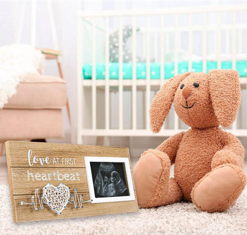VILIGHT New Mom Gifts - Pregnancy Announcements Ideas Baby Nursery Decor - Love At First Heartbeat Sonogram Picture Frame for Standard 4" x 3" Ultrasound Photo