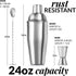 Large 24 oz Stainless Steel Cocktail Shaker Set - Mixed Drink Shaker - Martini Shaker Set With Built In Strainer, Double Sided Jigger & Combo Muddler Mixing Spoon - Pro Margarita Shaker - By Zulay