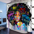LYFANS, Waterproof Hooks & Liners for Bathroom Accessories ,Polyester Fabric Shower Curtain for Bathtub,Wide Bright African American Black Girl 3D Printed Toilet Room Hangings with Hooks, 60€³ x 72€³