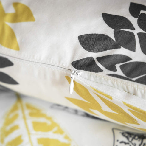 Phantoscope Set of 4 New Living Series Decorative Throw Pillow Case Cushion Cover, Yellow and Grey, 22 x 22 inches, 55 x 55 cm