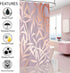 Pink Shower Curtain Rose Gold Tropical Leaves on Purple Background Modern Luxury Bathroom Shower Curtains Fabric Waterproof with Hooks, 72" x 72"