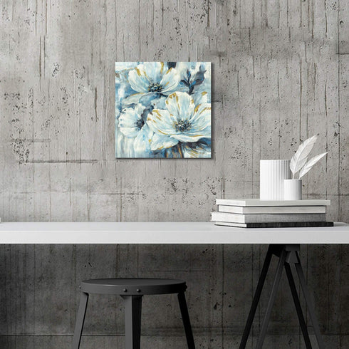 ARTISTIC PATH Flowers Artwork Painting Prints Pictures: Abstract Lily Pad Prints Canvas Wall Art for Bathroom (12" W x 12" H, Multi-Sized)