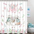 Happy Easter Day Shower Curtain with 12 Hooks, Cute Rabbits and Easter Eggs Shower Curtain, Waterproof Durable Flower Plant Shower Curtain for Easter Day Bathroom Decoration