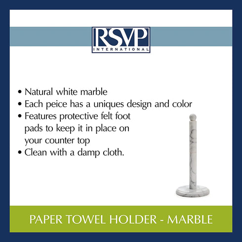RSVP International Kitchen Collection Countertop Paper Towel Holder, Marble 5.13 x 12.75"