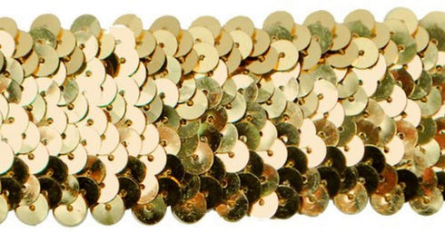 Trims by the Yard 4 Row 1 1/2" Metallic Stretch Sequin Trim | Gold | (10 yard cut)