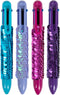 YOUKAI 0.5mm 6-in-1 Multicolor Retractable Ballpoint Pens for School Supplies Students Children Gift,4 Pack Sequin Pen