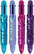 YOUKAI 0.5mm 6-in-1 Multicolor Retractable Ballpoint Pens for School Supplies Students Children Gift,4 Pack Sequin Pen