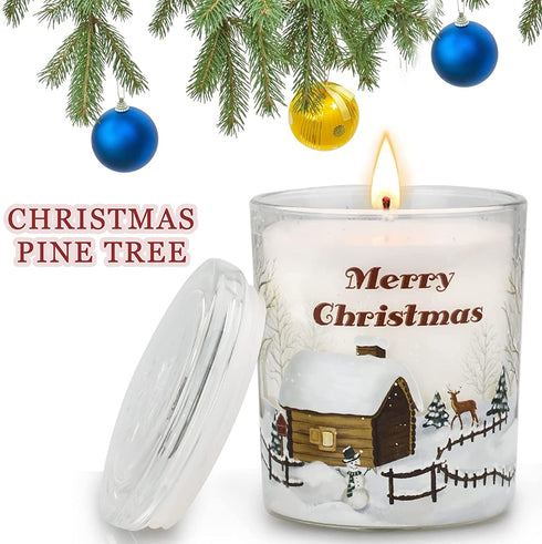 Christmas Scented Candle,Christmas Gift for Women Large Jar Candle with Pine Tree Scent for Christmas Gift 11.3 oz Longlast 65-70 Hours Christmas Gifts for Mom Sister Grandma Friend(Pine Tree Scents)