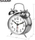 Sharp Twin Bell Alarm Clock - Loud Alarm - Great for Heavy Sleepers - Battery Operated Quartz Analog ¦ (Brushed Silver)