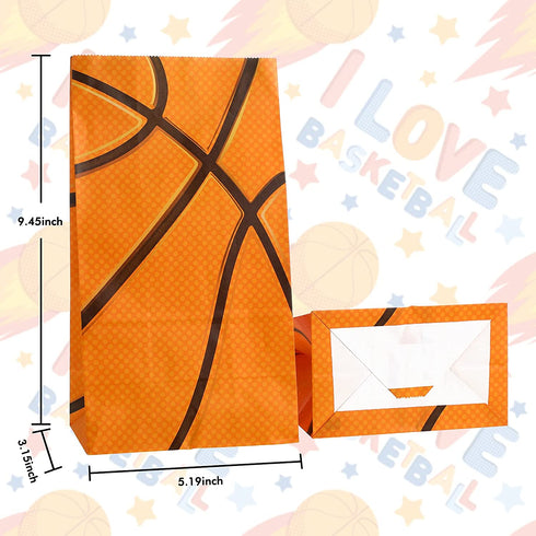 40 Pieces Basketball Party Favors Bags for Basketball Birthday Party Decorations Supplies Goody Treat Candy Paper Bag Birthday Sport Themed Party Bag for Kid Teens Adults
