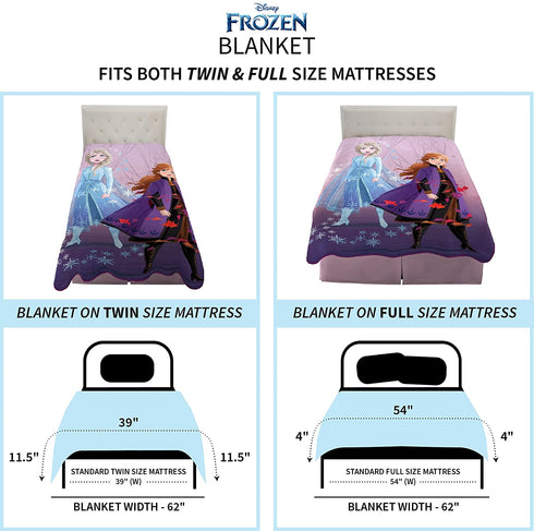 Franco Kids Bedding Super Soft Micro Raschel Blanket, 62 in x 90 in, Disney Frozen 2