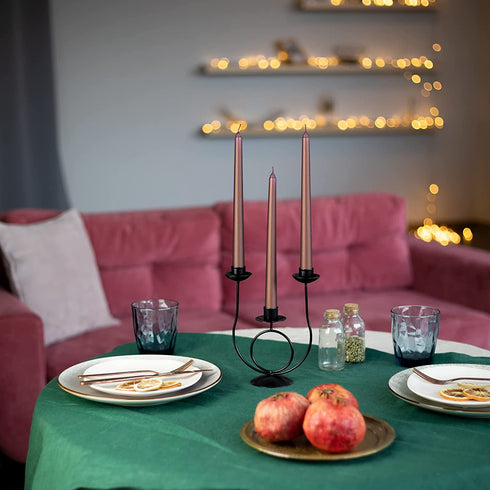 CANDWAX 10 inch Taper Candle Sticks Long Burning Set of 12 - Dripless Dinner Candles for Table Look Like Matte Metallic Candles and are Ideal for Any Occasion - Brown Glitter Taper Candles