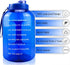 DB & PROSPER Large One Gallon Blue Motivational Water Bottle With Time Marker | Bottles | Hydration | Gym | Exercise | Hiking | camping | water jugs | sports accessories | wellness