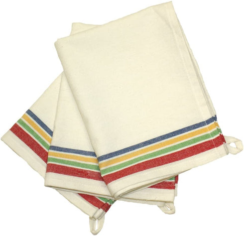 Aunt Martha's 18-Inch by 28-Inch Package of 3 Vintage Dish Towels, Multi Striped, MultiStripe