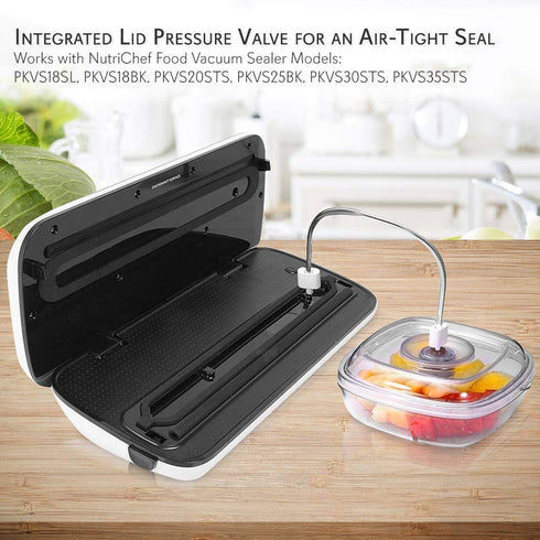 NutriChef Air Vacuum Seal Food Container - 1 Liter Capacity Kitchen Reusable Airtight Food Saver Sealer Storage Box Canister Meal Prep, Lunch, Bread, Cereal, Keeps Food Fresh Tasty - PKVSCN1L