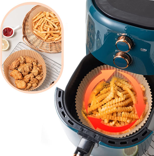 Air Fryer Disposable Paper Liner,Disposable Fryer Paper Pads, Non-Stick Air Fryer Lined Oil Resistant, Waterproof, Food Grade Baking Paper Baking Microwave Baking Paper 6.3" (50 Colors)