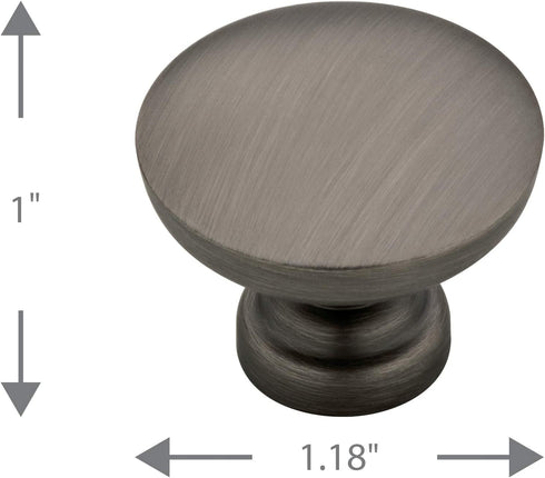 Franklin Brass Flat Top Round Kitchen Cabinet Knobs or Drawer Knobs 1-1/8" (29mm), 10-Pack Heirloom Silver Cabinet Hardware P29523K-904-B