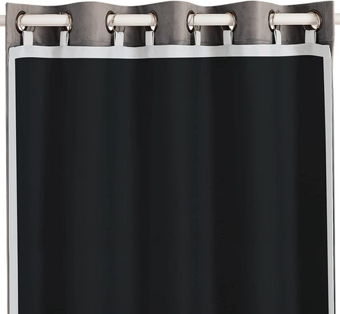 Melodieux Thermal Insulated Blackout Curtain Liner for 63 Inch Length Curtains, Off White/Black, 50 by 58 Inch, 1 Panel, Rings Included