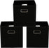 Yunkeeeper storage bins Cubes, Fabric Cube Organizer with Handle, Foldable Cube Bins for Cloth or Accessary Storage, 11x11x11, Set of 3, (Black)
