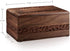 Reminded Rosewood Hand-Carved Urn Box Cremation Memorial with Velvet Bag - Medium