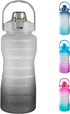 64oz Leakproof Free Drinking Water Bottle with Motivational Time Marker BPA Free for Fitness, Gym and Outdoor Sports (Black/Gray Gradient)