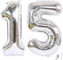 2pcs 40 Inch Number Balloon Foil Balloons Number 15 Jumbo Giant Balloons Prom Balloon Mylar Huge Number Balloon for Birthday Party Decoration Wedding Anniversary, XXXL Silver 15 Number Balloon