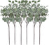 Artificial Eucalyptus Stems Leaves 6 Pcs Straight Silver Dollar Eucalyptus Leaf Silk Greenery Bushes Plastic Plants Floral Faux Greenery Stems for Party Wedding Home Decor(Grey Green)