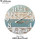 Waltham Real Wood Wall Clock, 10.8 inch, Battery Operated, Coastal Blue/White Finish - Made from Real Wood not Particle Board or MDF- 100% Real Wood!