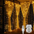 Curtain String Lights, Battery Operated & USB Powered 9.8x6.6Ft 200LED Hanging Christmas Fairy Lights with Timer & Waterproof Function for Outdoor Indoor Bedroom Wall Decor, Warm White