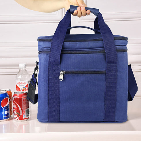BLBL Insulated Cooler Bag,Collapsible fresh-keeping Bag, large Shopping Bags, Hot & Cold Food Delivery lunch lightweight, washable, Suitable for Camping, Picnic& Beach, Blue