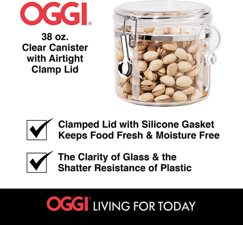 Oggi Clear Canister Food Storage Container, 38 Ounce