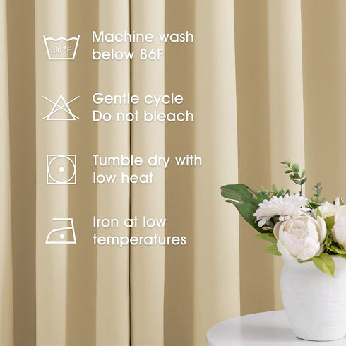 HOMEIDEAS Blackout Curtains for Bedroom 52 X 96 Inch Long 2 Panels Set Beige Room Darkening Curtains/Drapes, Soundproof Thermal Grommet Window Curtains for Living Room