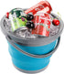 Bekith 2 Pack Collapsible Plastic Bucket with Locking Lid, 5L / 1.32 Gallon Foldable Round Tub Portable Fishing Water Pail for Hiking, Backpacking, Camping and Outdoor Survival (Blue, Gray)