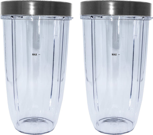 Blendin 2 Pack Replacement 32 Ounce Colossal Cup Jar with Lip Ring, Compatible with Nutribullet 600W, 900W, NB-101B, 900 Pro Series Blenders