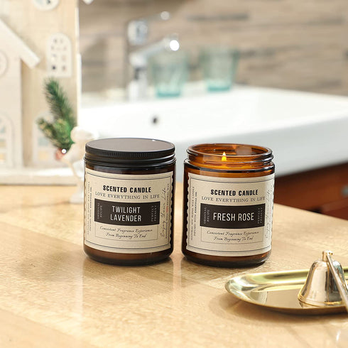 Candles, Scented Candle Gift Set, 2 Pack 14.4 Oz Soy Wax Candle Set, Scented Candles for Home, Lavender & Sandalwood Rose Aromatherapy, Women Gifts for Birthday, Mother's Day, Valentine's Day