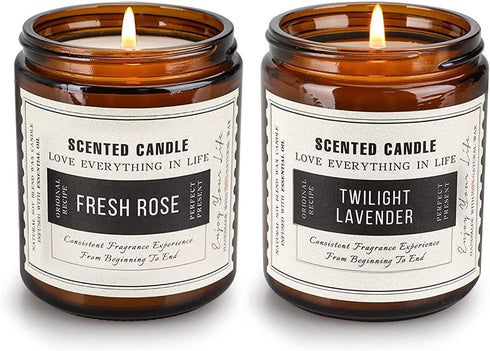 Candles, Scented Candle Gift Set, 2 Pack 14.4 Oz Soy Wax Candle Set, Scented Candles for Home, Lavender & Sandalwood Rose Aromatherapy, Women Gifts for Birthday, Mother's Day, Valentine's Day