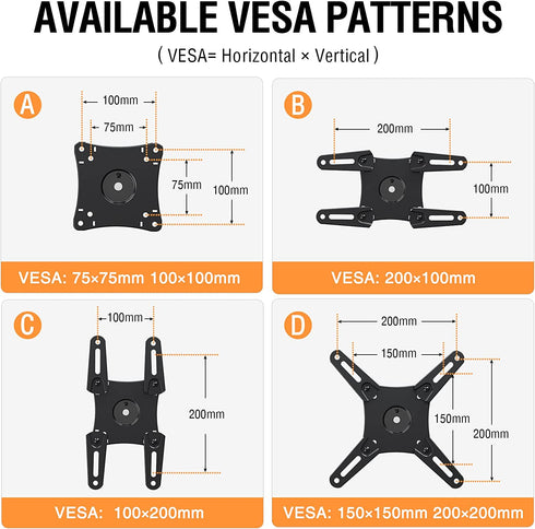 Full Motion TV Monitor Wall Mount TV Bracket Swivels Tilts Extension Rotation for Most 14-42 Inch LED LCD Flat Screen TVs & Monitors with Articulating Arms, Max VESA 200x200mm, up to 33 lbs. ELIVED