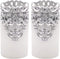 DRomance Hollow Silver Flameless Flickering Candles with 5H Timer, Battery Operated LED Pillar Candles Unscented Wax Warm Light Christmas Home Decoration(Set of 2, 3 x 6 Inches)