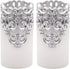 DRomance Hollow Silver Flameless Flickering Candles with 5H Timer, Battery Operated LED Pillar Candles Unscented Wax Warm Light Christmas Home Decoration(Set of 2, 3 x 6 Inches)