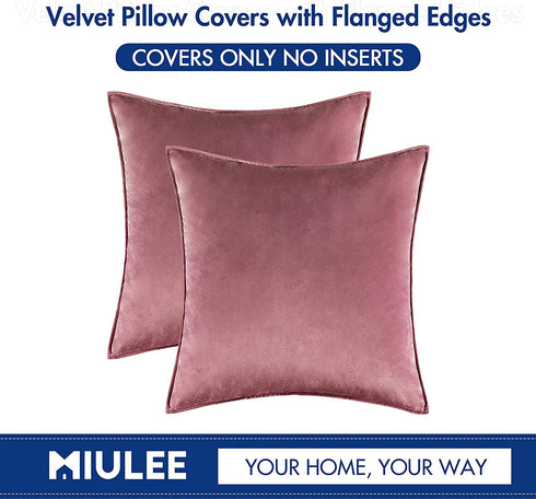 MIULEE Pack of 2 Decorative Velvet Throw Pillow Cover Soft Pillowcase Solid Square Cushion Case for Sofa Bedroom Car 20x20 Inch 50x50 cm Jam