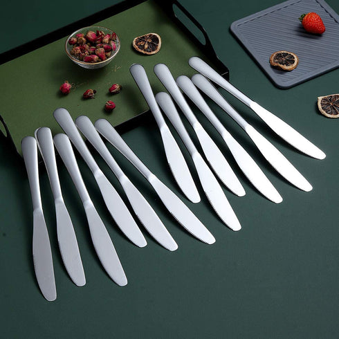 Dinner Knives Set Of 12, Berglander Stainless Steel Shiny Mirror Dinner Knife, Butter Knife Spreader Table Knives Sturdy And Dishwasher Safe