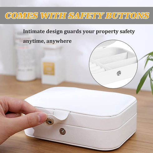 Travel Jewelry Boxes for Women - Small Jewelry Organizer Case Double Layer Portable Mini Travel Case Display Storage Holder Boxes for Stud Earrings, Rings, Necklaces, Bracelets(White)