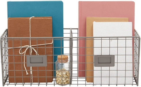 Wire Basket Hanging Mail Organizer, Farmhouse Wall Decor (17.2 x 6.5 x 5.2 in)