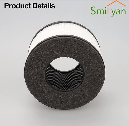 Smilyan BS-03 True HEPA Replacement Filter for PARTU BS-03 Air Purifier Part U and Part X, 2 Pack 3-in-1 HEPA Air Filter Replacement Filters