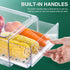 Set of 3 Fruit Vegetable Storage Container Refriger Organizer Food Bin Stackable Durable Pantry w Drawers,Pull-out Design Cabinet Containers w/ Lid Ventilation for Keeping Fruit Vegetable Fresh