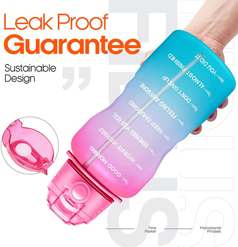 Fidus Large 1 Gallon Motivational Water Bottle with Paracord Handle & Removable Straw - BPA Free Leakproof Water Jug with Time Marker to Ensure You Drink Enough Water Throughout the Day
