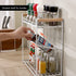 KES 3 Tier Spice Rack Organizer for Countertop, Spice Organizer for Kitchen, Seasoning Jars Condiment Sauce Organizer, Iron and Wood White, KSR512-WH