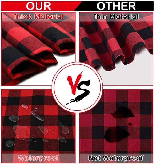 OurWarm Christmas Tablecloth Rectangle 60 x 84, Buffalo Plaid Tablecloth Rectangle, 100% Cotton Waterproof Black and Red Checkered Tablecloth for Dining Table, Buffet Party, and Christmas Table Decor