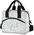 Grey Blue Leaves Lunch Bag with Shoulder Strap for Women Men Insulated Lunch Box Tote Bags Water-resistant Cooler Bag for Office Work Picnic Beach (11x7x9 Inch)
